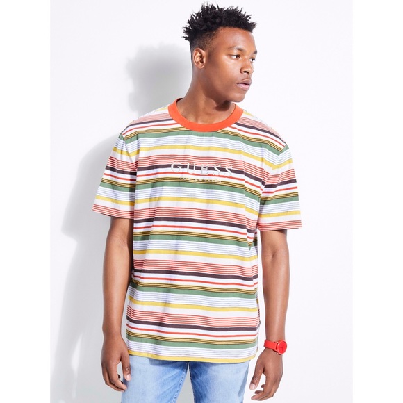New GUESS Originals Striped Tee Shirt - Picture 1 of 5